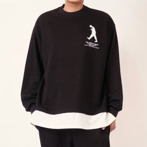 남자 스트릿 레이어드 긴팔 맨투맨 5C-TSA-Q095-블랙