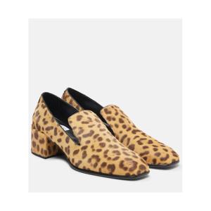 지미추 Eliot Slipper 45 레오파드 프린트 카프 헤어 펌프스 P01110061