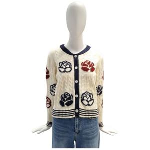 [페이지플린]라운드넥 플라워 자수 긴팔 가디건 F5CCA502