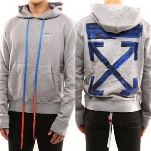 오프화이트 남성 그레이 애로우 프린팅 후드티 OMBB034F19E300100730