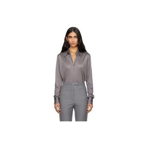 드리스반노튼 셔츠 그레이 새틴 셔츠 252358F109005