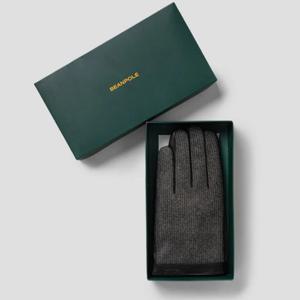 [빈폴] 남성 체크 배색 양가죽 장갑 - 블랙 BE5X87M135