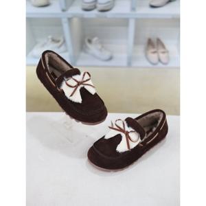 [코디엘루]리본장식 퍼안감 여성 겨울 로퍼 2.5cm CDSP500966-1