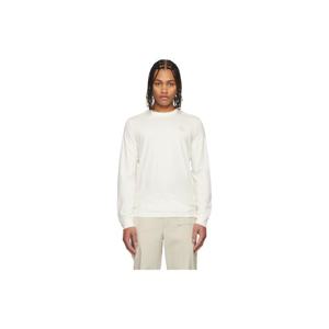 몽클레어 티셔츠 오프 화이트 가죽 로고 티셔츠 252111M213122