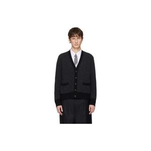 톰브라운 가디건 그레이 메리노 울 인타르시아 니트 브이넥 가디건 252381M200011