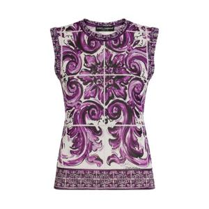26 SS 돌체앤가바나 마욜리카 프린트 실크 탑 FXT01TJAHKG TP444958375
