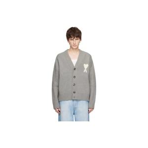 AMI Paris 가디건 그레이 알파카 아미 드 꾀흐 가디건 252482M200006