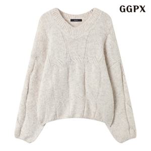 GGPX 앙고라 꼬임 브이넥 긴팔 니트 (GPDKT034D)