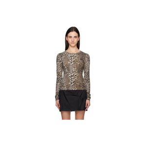 가니 티셔츠 멀티컬러 레오파드 골지 티셔츠 252144F110034