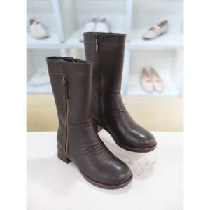 [코디엘루]기모안감 소가죽 미들굽 하프 부츠 5cm CDMD501032