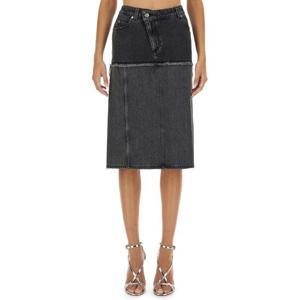 알렉산더맥퀸 하이웨이스트 프레이드 투톤 데님 스커트 802093