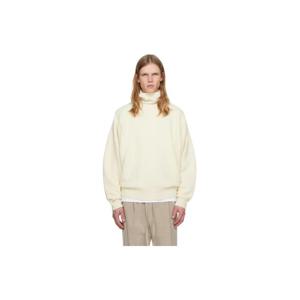 피어오브갓 터틀넥 오프 화이트 울 스플릿 하이넥 스웨터 252782M205001