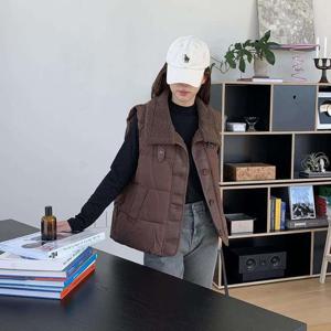 여성용 패딩 덤블 양털 버클넥 조끼