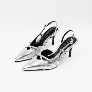 [신난다슈] 여성 슬링백 힐 8cm 여자 하이힐 스틸레토 슬링백 구두 펌프스 LO251152 실버