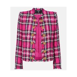 발망 체크 코튼 울 블렌드 트위드 재킷 P01128240