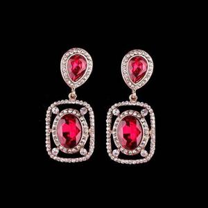 보석 다이아 큐빅 엔틱 귀걸이-레드OC 엔틱귀걸이 드롭귀걸이 큰귀걸이 보석귀걸이 큐빅귀걸이