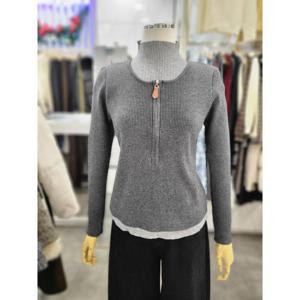 밸리걸 세이브존01 반집업 레이어드 반목 골지 긴팔 니트 616390