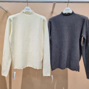 라티움 HC34 신축성좋은프릴배색깔끔한기본무지반목폴라니트 T2611sw02