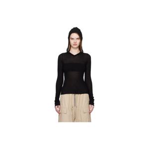 릭오웬스 후드 블랙 템플 크롭 골지 LS 후디 261232F097001