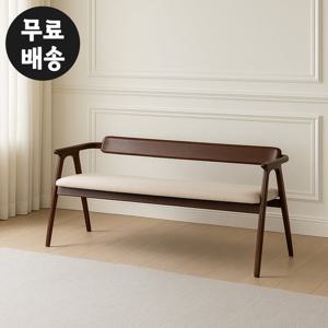 커셀 고무나무 원목 3인용 벤치의자 식탁 크림베이지