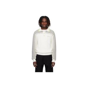 카사블랑카 폴로셔츠 오프 화이트   그레이 테니스 부클레 폴로 셔츠 261195M212004