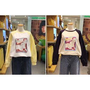 베네통 (BATS95611)UCB 슬리브배색 프린트 티셔츠