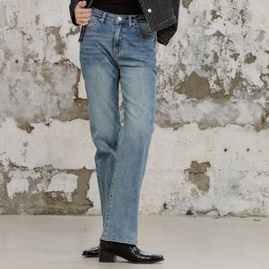 [플랙진]여성 그린 스트레이트 중청 데님 팬츠 (PJTI5LGK565)