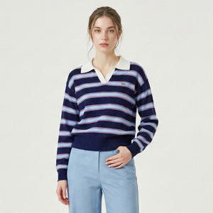 FOCUS  카라 배색 줄무늬 루즈 핏 니트 PBINF6S1KT2031