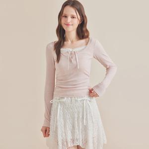 FOCUS  레이스 리본 배색 티셔츠 PBBF6S1TS6531