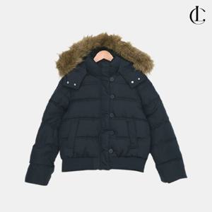 엘케이트 여성 겨울 슬림핏 크롭 버튼 후드 퍼 라쿤 패딩 LMAG002