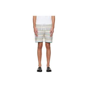 카사블랑카 반바지 화이트 턱 스티치 쇼츠 261195M193006