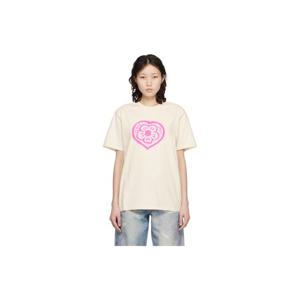 겐조 티셔츠 오프 화이트 겐조 파리 겐조 보크 하트 루즈 티셔츠 261387F110003