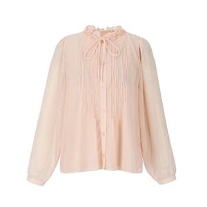 숲  (SC3LS80) 프릴넥 리본 타이 블라우스