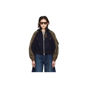 사카이 후드 네이비   카키 스펀지 스웨트 후디 261445F097003