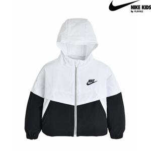 [나이키키즈(플레이키즈)]나이키 홑겹 컬러블럭 윈드러너 자켓 블랙화이트 1-7세 A252JK163P