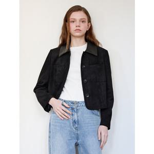 올리브데올리브 카라배색 스웨이드 크롭자켓 OH5XJ1690