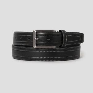 [빈폴] 가죽 로고엠보 사각 버클 벨트 - 블랙 BE6182M235