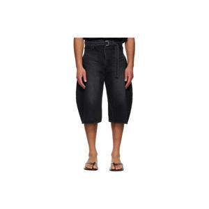 사카이 반바지 블랙 페이딩 워싱 데님 쇼츠 261445M193005