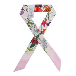구찌 플로라 실크 트윌 넥 보우 스카프 825121 3G001 5872 핑크