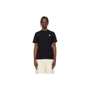 몽클레어 티셔츠 블랙 로고 패치 코튼 티셔츠 세트 261111M213035