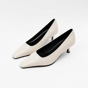 [신난다슈] 여성 구두 펌프스 힐 5cm 여자 정장 구두 발편한 미들힐 사각코 VE263819 아이보리