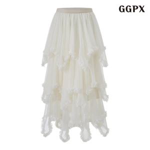 GGPX 프릴 레이스 캉캉 롱 스커트 (GQAWH003D)