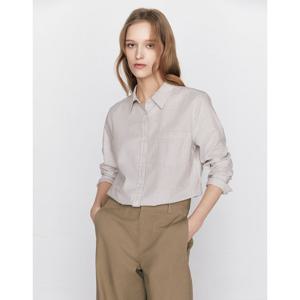 [지오다노]우먼 05346502 스트라이프 레귤러핏 남방 옥스포드 셔츠 346502