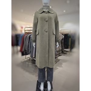 [비꼴리끄] 울 체크 카라 자수 롱코트 B254WL3060