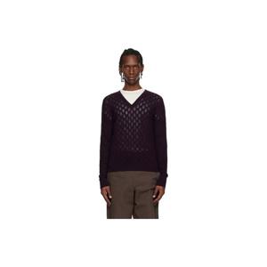 드리스반노튼 브이넥 퍼플 니트 스웨터 261358M206005