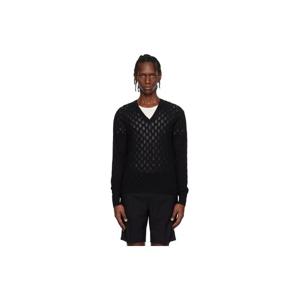 드리스반노튼 브이넥 블랙 니트 스웨터 261358M206004