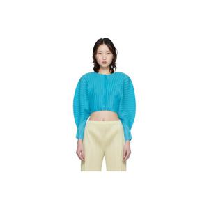 이세이미야케 가디건 블루 골지 플리츠 재뉴어리 가디건 261941F095015