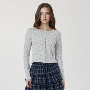 여성 Eyelet Long Sleeve Cardigan WHLAG2323F
