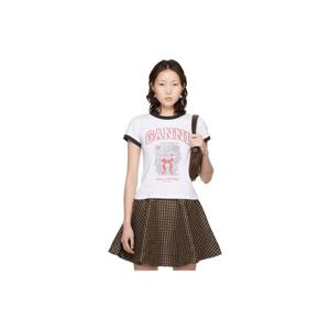 가니 티셔츠 화이트 크롭 키티 티셔츠 261144F110018