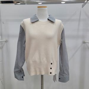 [밸리걸]스트라이프셔츠배색니트베스트617470